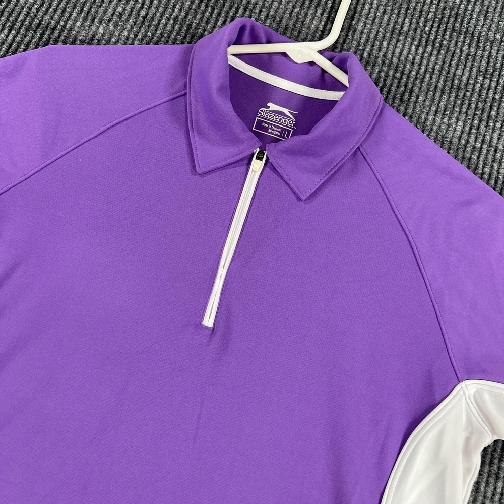 Slazenger Polo Shirt Womens Large Purple Short Sleeve 1/4 Zip Golf Tennis Casual